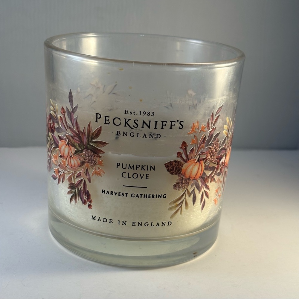 PECKSNIFF'S England 3 Wick Candle Pumpkin Clove Harvest Gathering 19.4‎ oz USED